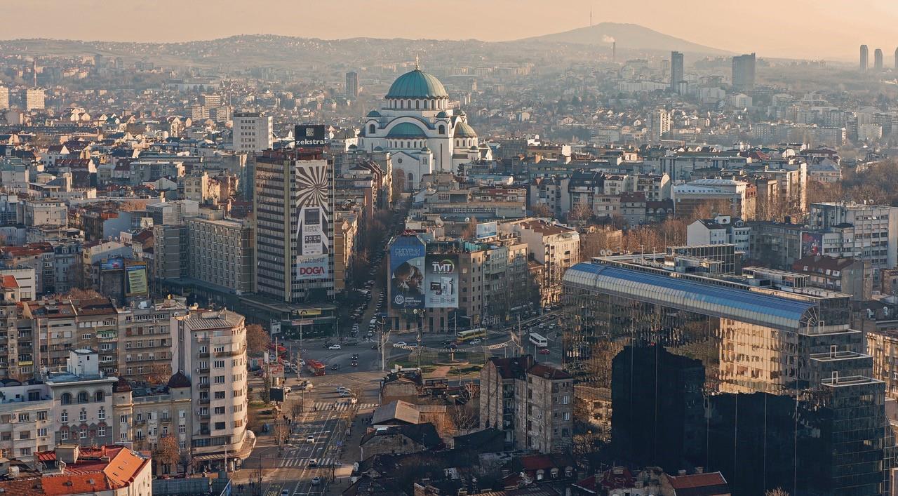 vue aérienne du centre de Belgrade