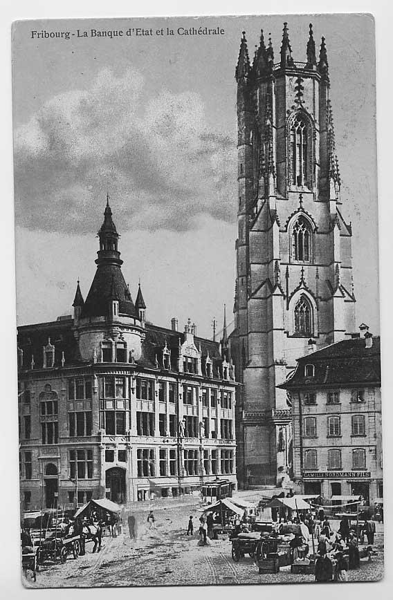 Staatsbank und Stiftskirche St. Nikolaus (1909).