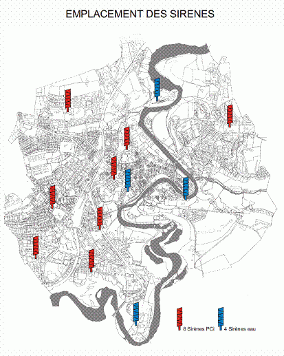 Lageplan der Sirenen in der Stadt Freiburg